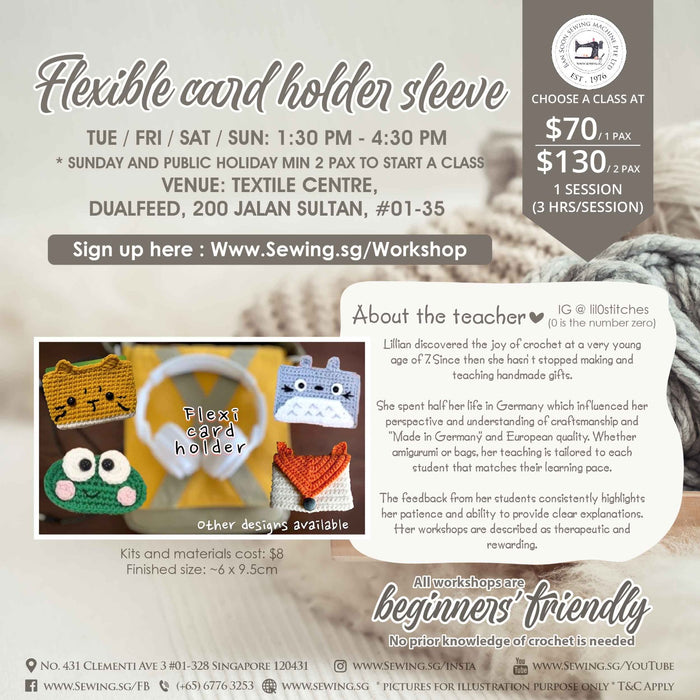 Crochet Class - Flexible Card Holder Sleeve @ Textile Centre