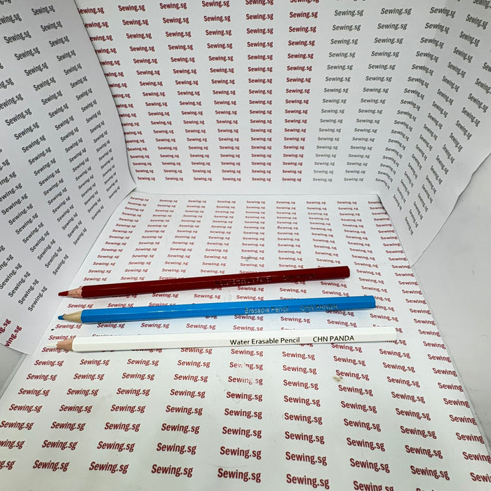 Erasable Tailor’s Pencil Set – Water-Soluble Marking Pencils (Red, Blue, White) - Ban Soon Sewing Machine Pte Ltd