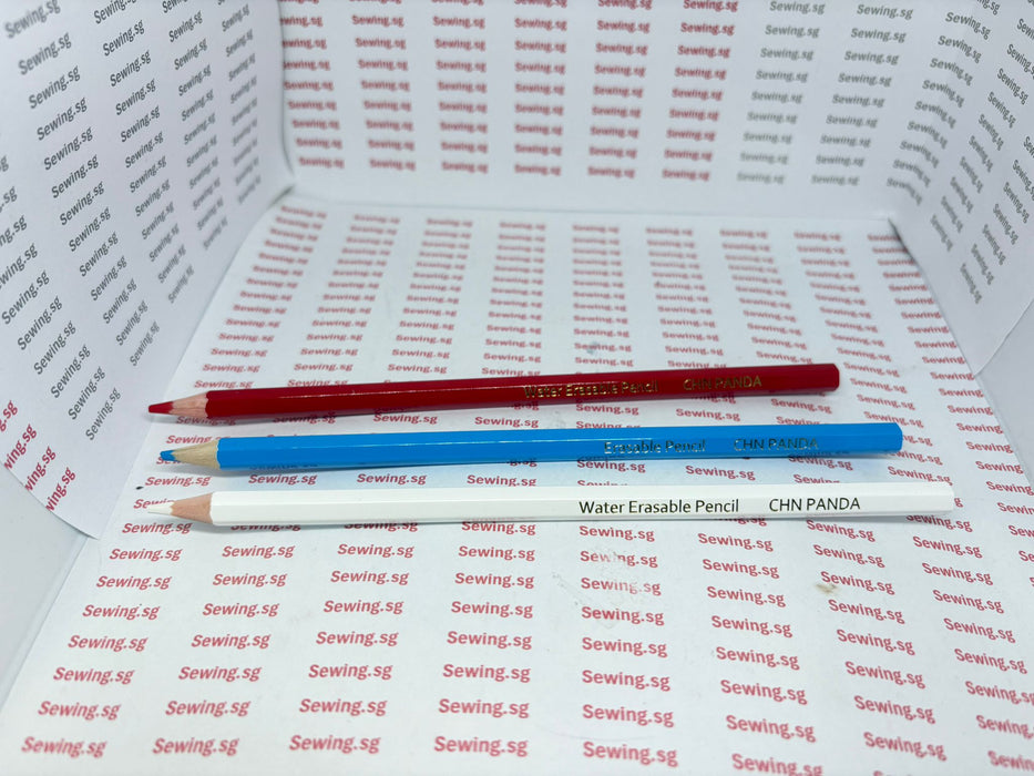 Erasable Tailor’s Pencil Set – Water-Soluble Marking Pencils (Red, Blue, White) - Ban Soon Sewing Machine Pte Ltd