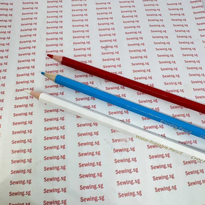 Erasable Tailor’s Pencil Set – Water-Soluble Marking Pencils (Red, Blue, White) - Ban Soon Sewing Machine Pte Ltd