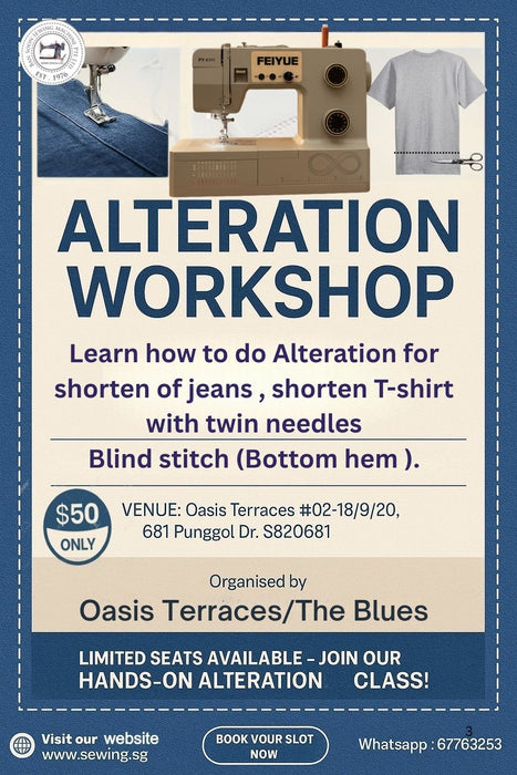 Alteration Workshop – Learn to shorten jeans and T-shirts with twin needles & Blind Stitch