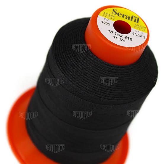 Serafil Black Sewing Thread - Color 4000, Size #15 for Shoes & Leather