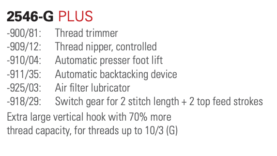 3 Point Feed, Single Needle Lockstitch; Upholstery & Technical fabrics stitching