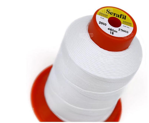Serafil Threads - White (Color Code: 2000 - 450meter Size #15) - Threads for Shoes, Leather, Canvas and Upholstery Sewing - Ban Soon Sewing Machine Pte Ltd