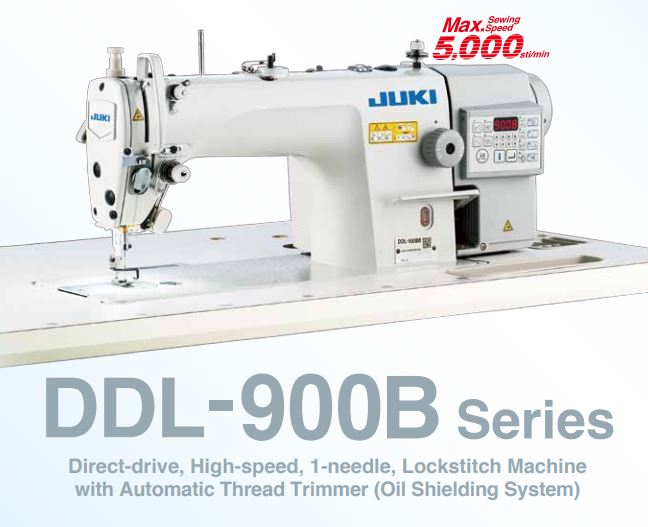 Juki DDL-900B / Lockstitch Machine with Automatic Thread Trimmer Juki DDL-DDL900BBS Industrial Lockstitch Machine with Automatic Thread Trimmer / Light to Medium Duty.