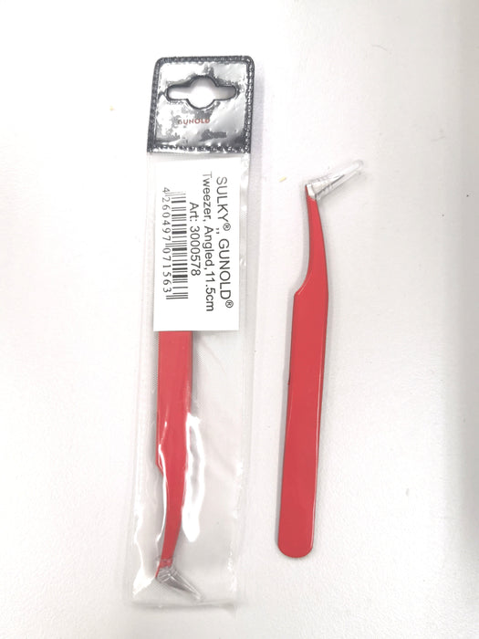 Gunold Red Pterosaur Tweezer Bent Nose Sharp Tip [High Quality]