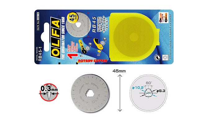 Olfa RB45-10 Disc Blade (For 45mm Rotary Cutters) Tub/10Pcs
