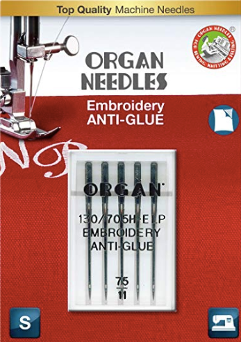 Organ Embroidery Anti-Glue Needles 75/11 (5pcs/pack)