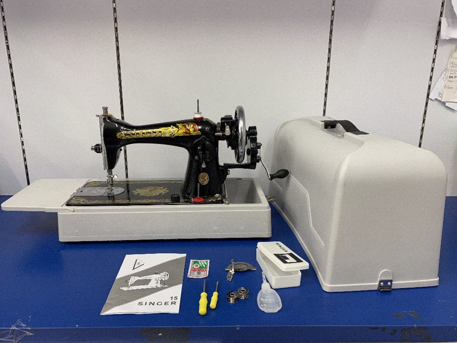 Singer Traditional Sewing Machine 15 Class; Brand New - In Portable setup with Motor drive; or Manual Hand Crank Drive Singer 15 Class + Portable Box Manual Crank Drive