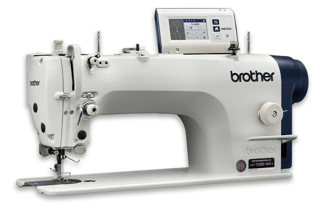 BROTHER S-7220D Single Needle Direct Drive Needle Feed Lock Stitcher with Thread Trimmer Complete Set With Table , Stand and Castor Wheels S-7220D-403  Medium Materials , Minimum Lubrication