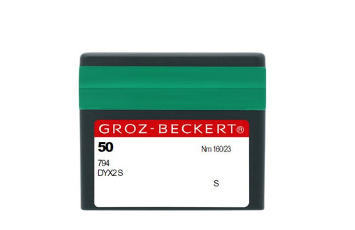 Groz Beckert - 794 S Size:160/23 "S-point" Part Number: 784422 Point Stype: Cutting point Cuts the leather in the sewing direction Straight seam Tight stitch formation with corresponding leather and stitch size Stitch holes are elongated and clearly visible in the seam Suitable for medium to large stitches