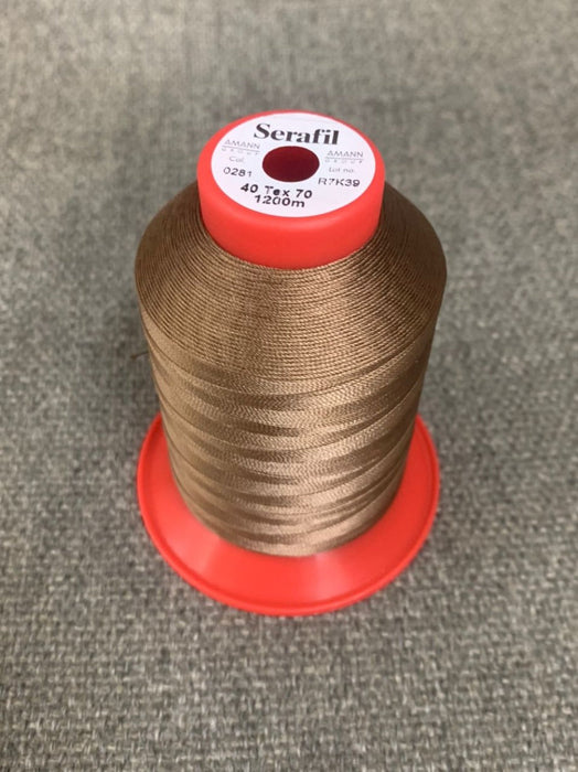 Serafil Threads - Bright Brown (Color Code 0281 - 1200meter Size #40) - Threads for Shoes, Leather, Canvas and Upholstery Sewing