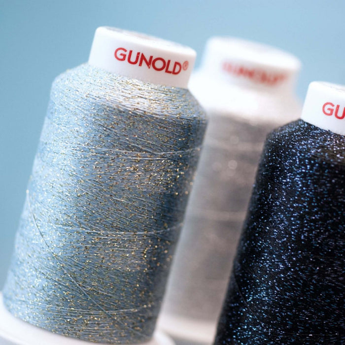 Gunold Embroidery Thread - POLY SPARKLE (Star) 30  - 1000m - 50555 Teal with Gold Sparkle