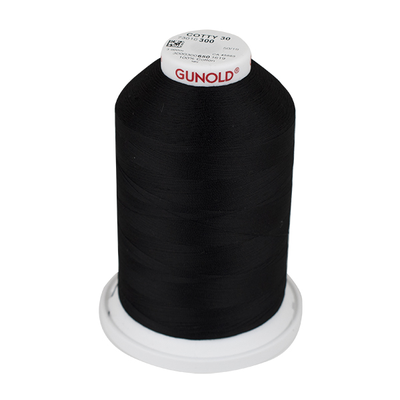 Gunold Sewing & Embroidery Threads - COTTY 30 3000m 100% Cotton Threads Natural Threads with a Matt Finish Black 73010300