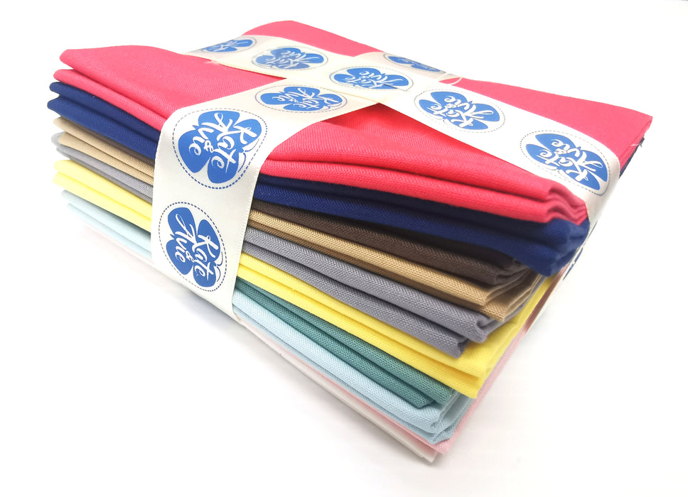 Fabric 100% Premium Cotton Medium Weight Oeko Tex Standard 100 Certified Solid Colours 10xFAT QUARTERS BUNDLE COLLECTION