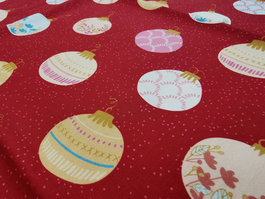 Fabric 100% Premium Cotton Christmas Jingle Bell Prints OEKO TEX Standard 100 Certified Jingle Bells Red Base 50cm x 44"