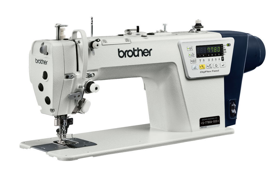 BROTHER S-7780A Single Needle Direct Drive Lock Stitcher with Side Cutter, Electronic Feeding System and Thread Trimmer Complete Set With Table , Stand and Castor Wheels S-7780A-503  ; 1/4 inch
