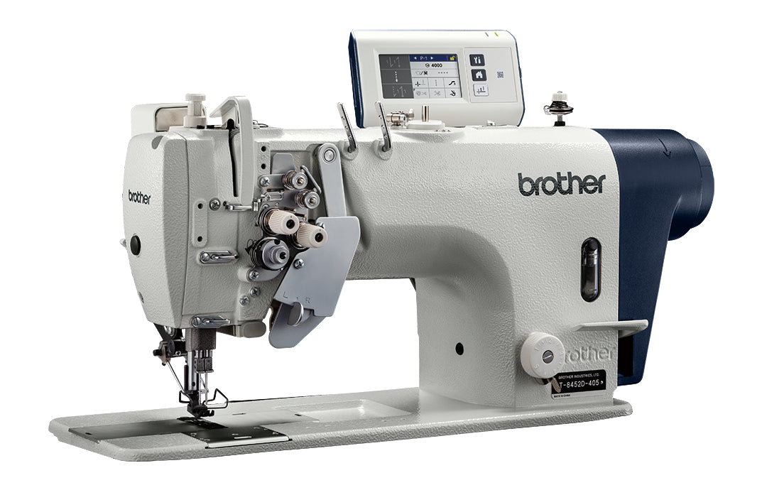 BROTHER T-8452D Twin Needle Split Needle Bar Direct Drive Lock Stitcher Sewing Machine  With Thread Trimmer Complete Set With Table , Stand and Castor Wheels T-8452D-405   With Thread Trimmer