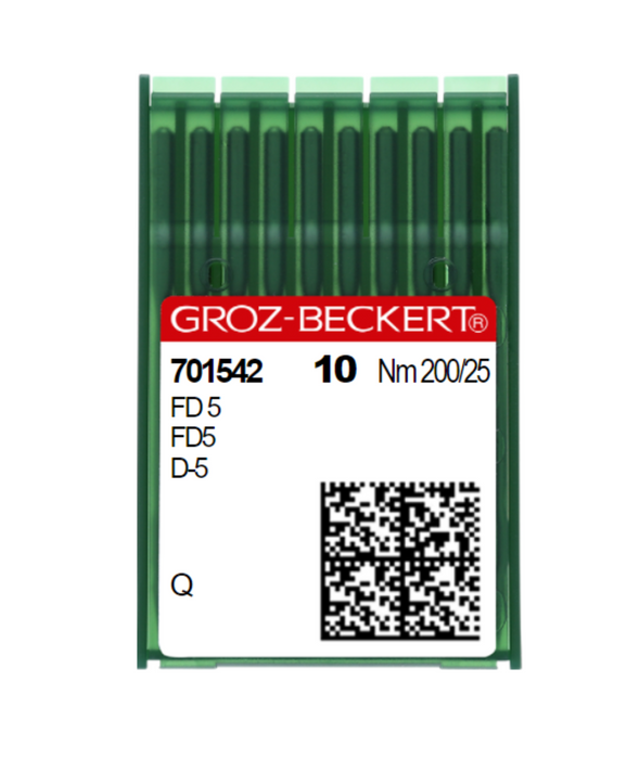 Groz Beckert Needle - 701542 | FD 5/D-5/BCX5 200 Size: 200/25 "Q-point" for Straight Needle with Double Groove