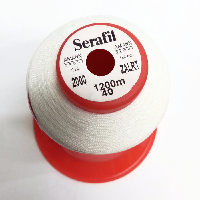 Serafil Threads - White (Color Code 2000 - 1200meter Size #40) - Threads for Shoes, Leather, Canvas and Upholstery Sewing
