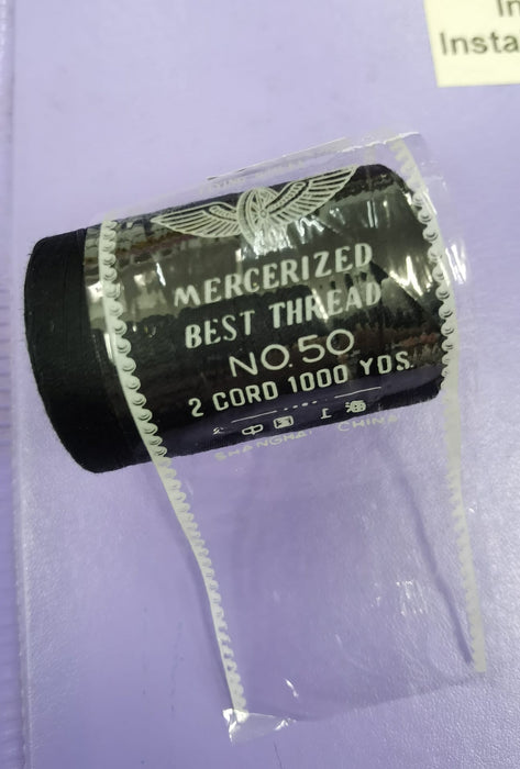 Cotton Sewing Thread Medium 1000 yards Black & White - Flying Mercerized Black Sewing Thread - Large (1000yards) Black