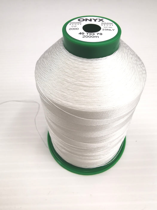 Size 40 Nylon Thread ONYX | Ultra-strong sewing thread for heavy-duty seams; Safety Belts; Aircrafts Applications White Col: 2000