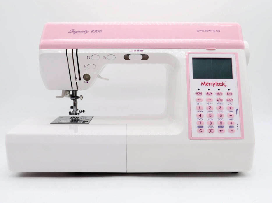 Heavy Duty Sewing Machine, Equipped with Alphabets and numerical stitching, From Merrylock 8300 & 8350. Merrylock 8300 (Pink)
