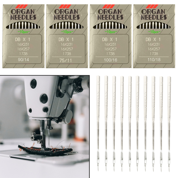 Industrial Needles for Lock Stitch Light to Medium Weight Machine DBx1 (10pcs pack) Size 9 / 11 / 11 SPI / 13 / 14 / 16 / 18