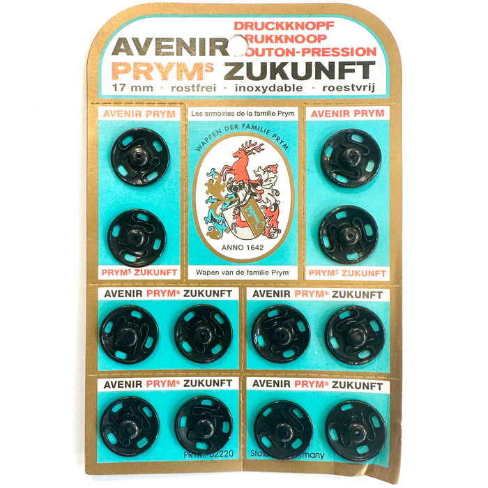 AVENIR PRYM Press Studs (SEW-ON) BLACK 17mm Germany Product