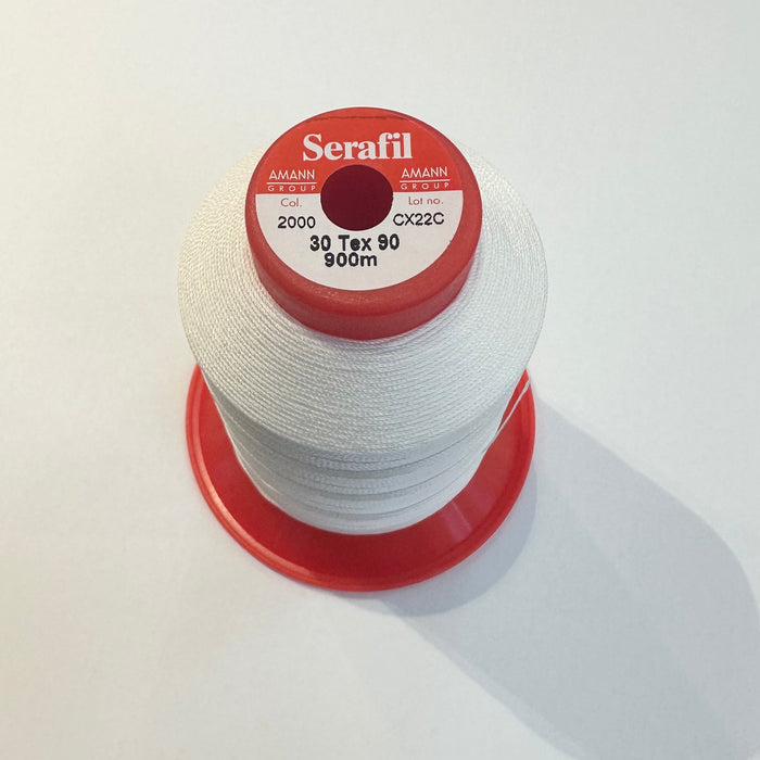 Serafil Threads - White (Color Code 2000 - 900meter Size #30) - Threads for Shoes, Leather, Canvas and Upholstery Sewing