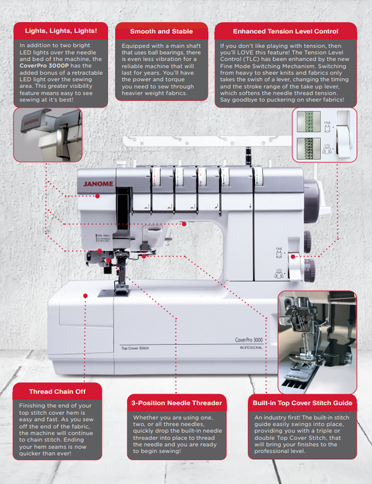 Janome CoverPro 3000 Coverstitch Machine